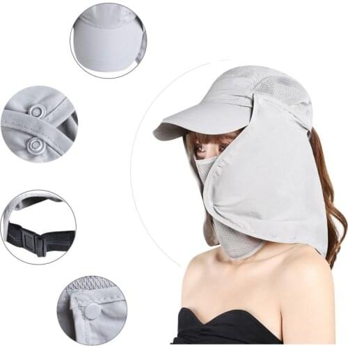 1pc Portable Removable 360-degree Neck Cover Fishing Hat Sun Ear Flap Bucket Foldable Outdoor UV Protection Cap For Hiking