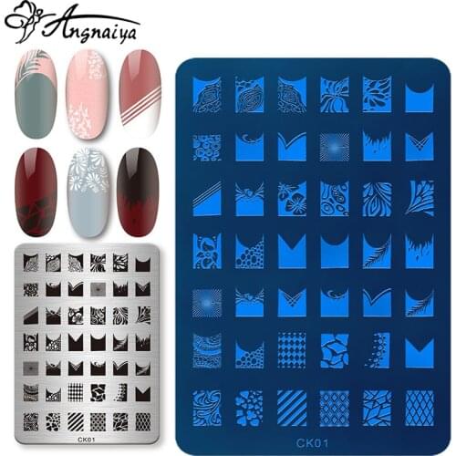 ANGNYA 1 pcs New Fashion Hot Pattern Designs Steel Nail Art Image Stamp Stamping Plates DIY Image Print Template Nail Tool CK01
