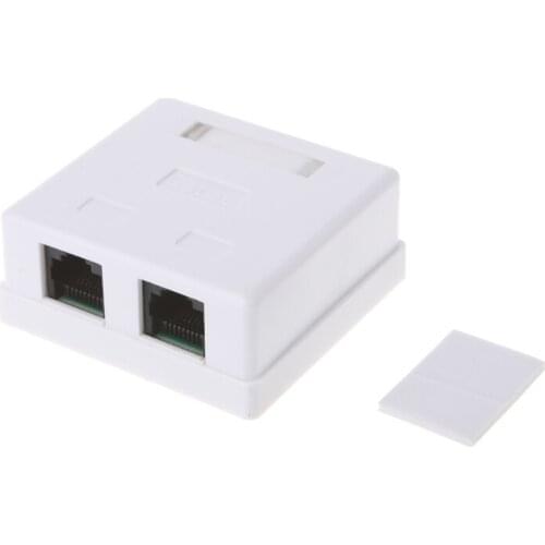 RJ45 Junction Box CAT5e Network Connector 2 Port Desktop Extension Cable Box