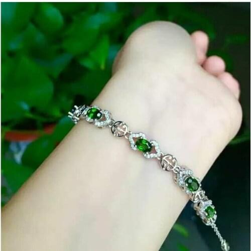 Natural and real Diopside Bracelets 925 sterling silver Fine jewelry gems 4*6mm 5pcs