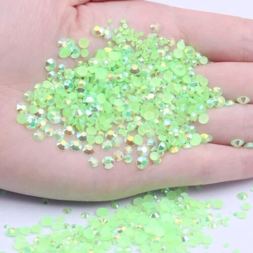 Resin Rhinestones Green AB Color 2mm-6mm 10000-50000pcs Facets Flatback Non Hotfix Glue On Beads DIY Nails Art Phone Supplies