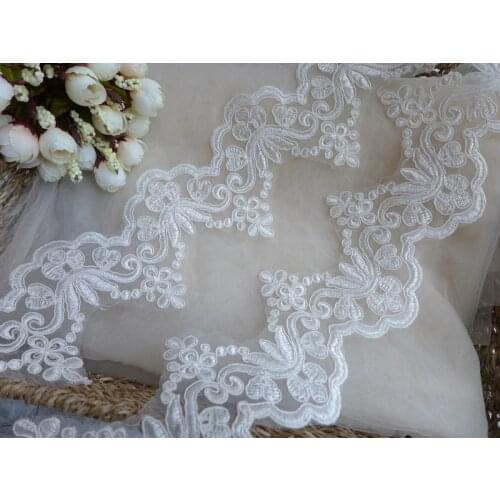 5 Yards Ivory Wedding Veils Alencon Mesh Lace Trim With Corded Elegant Romantic Cathedral Bridal Veils Accessories