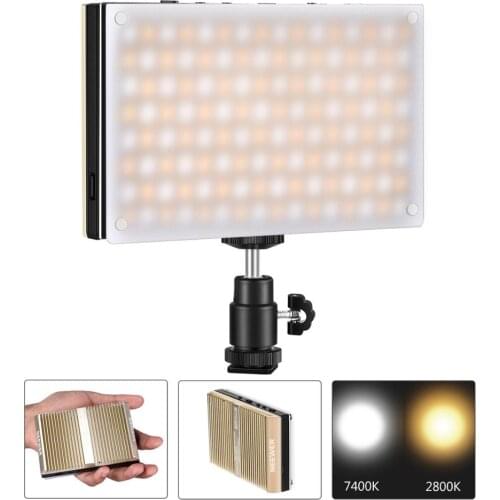 Neewer SL128 Pocket-Size LED Video Light, 128 SMD LED,Dimmable Bi-Color 2800-7400K,CRI95+ with Booster Mode and Built-in Battery