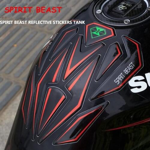 Reflective 3D Motorcycle Sticker Moto Gas Fuel Tank Protector Pad Cover Decoration Decals for Honda Yamaha etc SPIRIT BEAST
