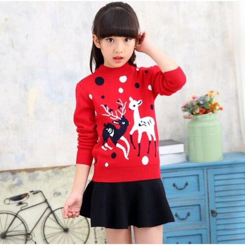Girl Sweater Kids Outwear Tops 2021 New Fleece Thicken Warm Winter Autumn Knitting Christmas Gifts Children Clothing