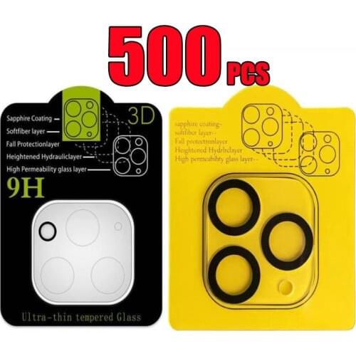 500pcs 9H Full Coverage Film Camera Lens Back 2.5D Tempered Glass Layer Screen Protector Guard For iPhone 12 Mini 11 Pro Max