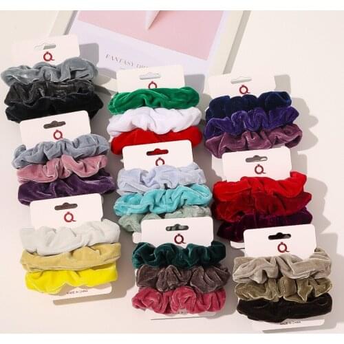 3Pcs/Pack Scrunchies Set Hair Ties Women Elastic Hair Bands Trendy Satin Velvet Ponytail Holder Ladies Girls Hair Accessories