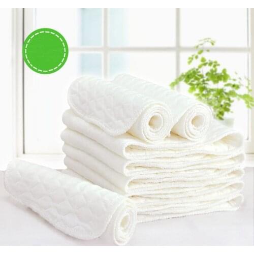 10PCS 3 Layers Cotton Reusable solid casual Baby Girls Boys Modern Cloth Diaper Nappy Liners insert