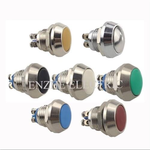 100pcs Mini Push Button Switch 12mm ball screw foot oxidized black normally open self-reset waterproof metal button switch