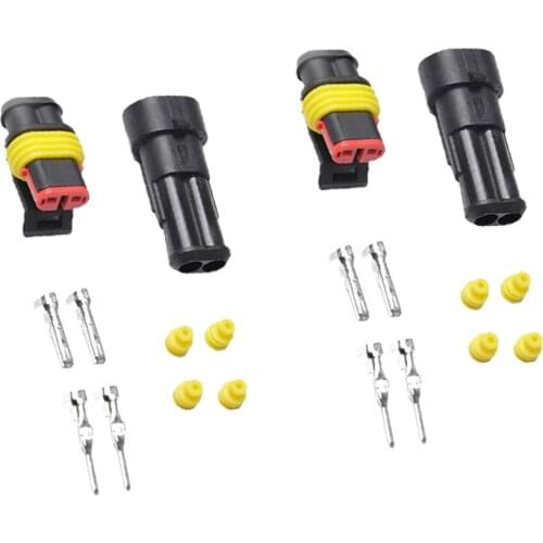 2 Sets 2 Pin Sealed Waterproof Electrical Wire Connector Plug Terminal