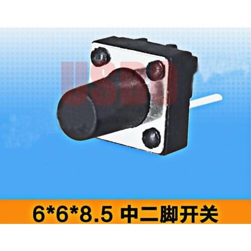 2 Middle Pins Micro Tactile Push Button Switch Feather Touch Switch Durable Black 6*6*9mm