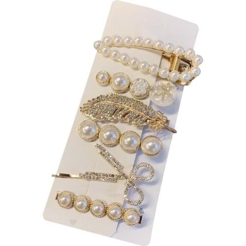 6Pcs/Set Feather Scissors Pearl Alloy Hairpin New Fashion Elegant Hair Jewelry Handmade Styling For Women Wedding Accessories