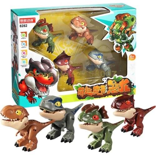 8282 Jurassic Dinosaur Cute Q Version Deformation Transformation Robot Building Blocks Toy