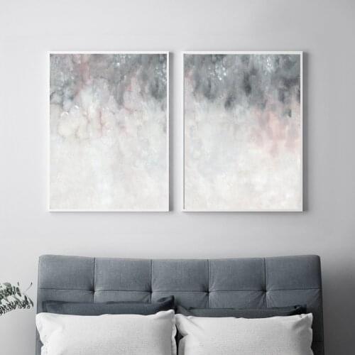 Gray White Abstract Canvas Painting Bedroom Decoration Blush Pink Gray Art Posters And Prints Modern Home Decoration Painting
