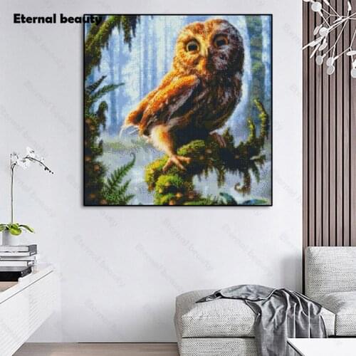 Diamond Painting Animals Large Owl Diamond Embroidery Cross Stitch Kits Pictures of Rhinestones Mosaic Paintings Home Wall Decor