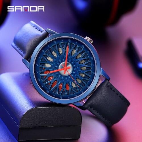 SANDA Top Brand Luxury Car Wheel Dial Quartz Watch Men Sports Watches Military Army Male Wrist Watch Clock Relogio Masculino