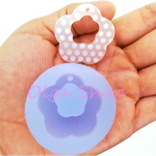 BYL325 32.7mm Flower Earrings Silicone Mold Resin Art Craft Jewelry Making Necklace Pendant Brooch Fondant Decoration Oven Safe