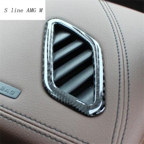 For Mercedes Benz GLA CLA A B Class C117 X156 Carbon Fiber Car AC Outlet Trim Refit Air Outlet Frame Decoration Stickers Covers