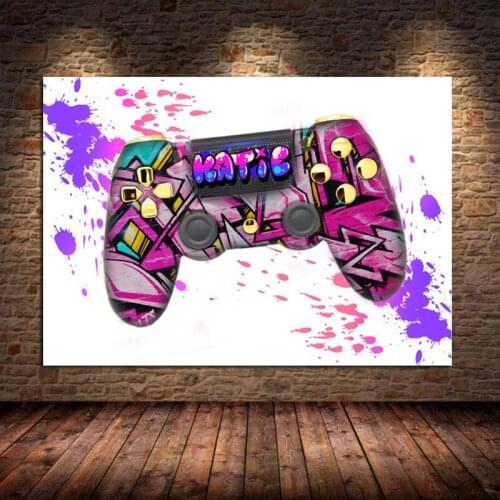 Graffiti Art Gamepad Canvas Painting Posters and Prints Abstract Game Handle on The Wall for Kids Room Decor Cuadros Unframed