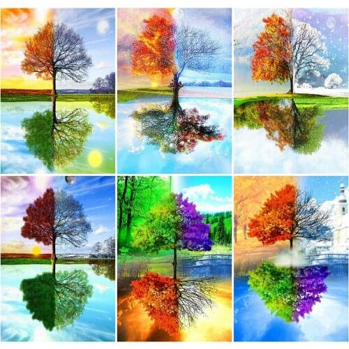 HUACAN Diamond Painting Tree Mosaic Landscape Decorations For Home Embroidery Scenery Wall Stickers