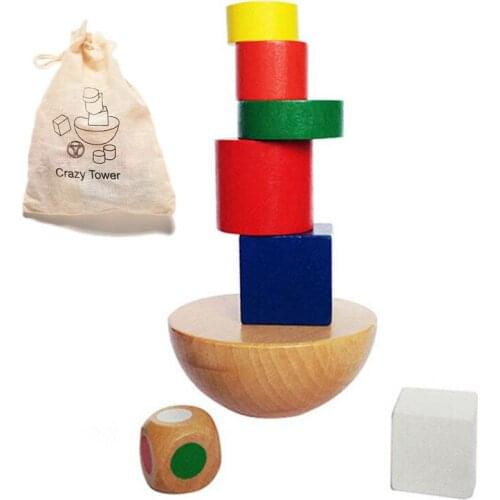 1 Set Kids Geometric Blocks Balancing Game Toy Canvas Bag Small Size Educational Toys Office Desk Decoration Art Gift