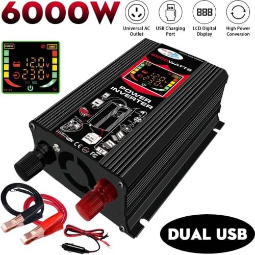 12V/24V 10000W Car Solar Power 4 USB Port Inverter Voltage Transformer Power Converter Modified Sine Wave Car Home Inverter