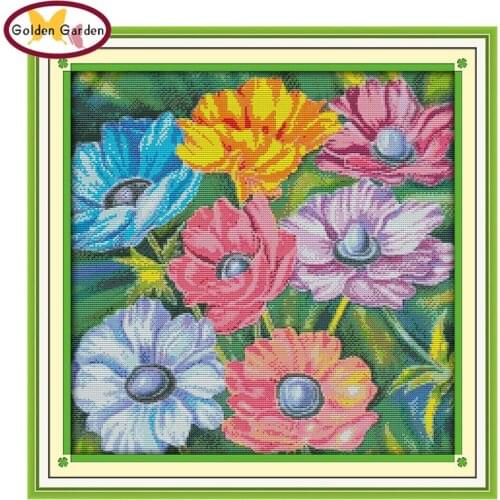 GG Gorgeous Sunny Flower Joy Sunday Handcraft Charts Chinese Needlework Embroidery Set Cross Stitch Patterns for Home Decoration