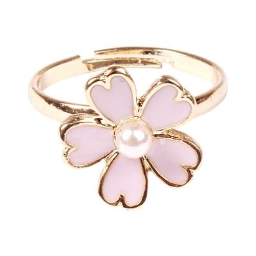 Japanese Style Cherry Blossom Cute Sweet Pink Sakaru Adjustable Finger Rings For Women Girls Party Wedding Gifts