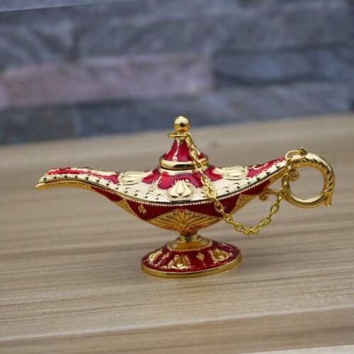 Red Aladdinlamp decoration factory outlets Fairy Tale Magic Lamps Tea Pot Genie Lamp Vintage Zinc Alloy Arts Children