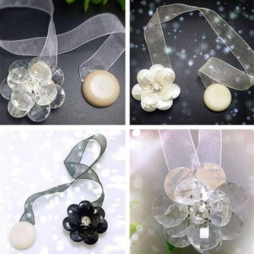 Floral Magnetic Tiebacks Voile Net Door Window Curtains Ribbon Tie Backs Curtain Home Decoration Accessories For Living Room
