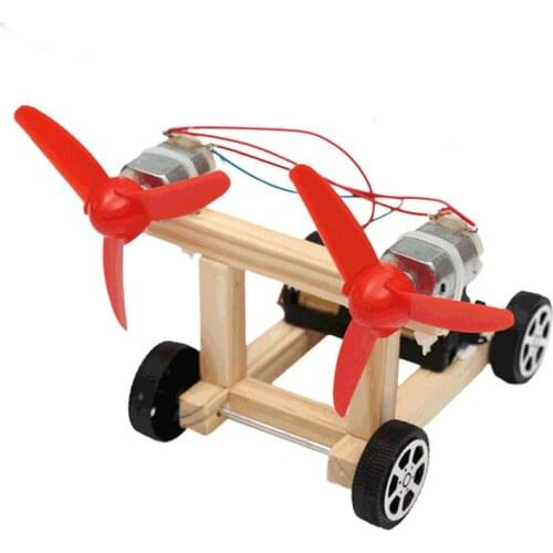 Science and technology power car, DIY small production, small invention, double-wing wind racing car, manual material puzzle