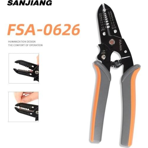 FSA-0626 Multifunctional Wire Stripping Plier With Cable Cutter Φ0.6-2.6mm (20-10AMG) Mini Hand Tools With Shear Function