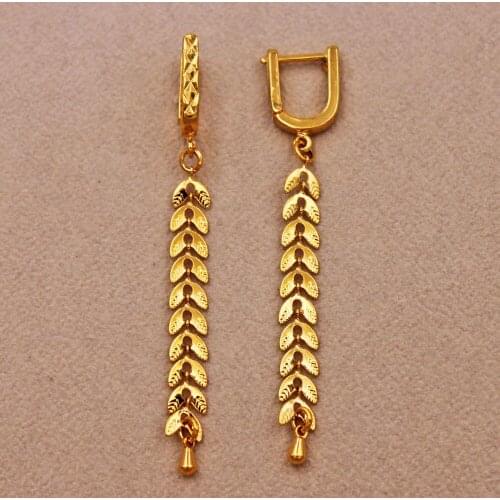 Trendy 18k Gold Copper Plated Plant Leaf Dangle Drop Earrings For Women Girls Fashion Jewelry Accessories Wedding Party GiftGi