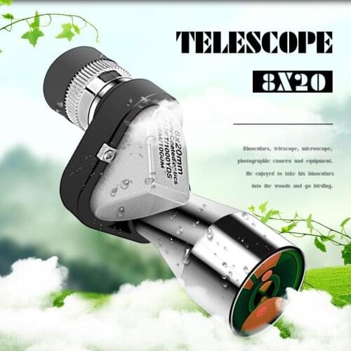 HD Without Night Vision Mini Pocket 8X20 Corner Alloy single-tube Telescope Zoom Monocular Outdoor Telescope for Hunting Camping