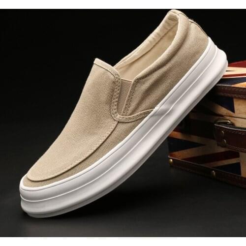 Men Shoes Mens Canvas Sneakers Casual Shoes Spring/autumn Solid Slip-on Thick Bottom Flat Mens Luxury Vulcanized Shoes