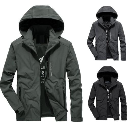 2020 Mens Windproof Breathable Jacket Autumn Thin Casual Overcoat Military Cargo Hooded Army Tactical Windbreaker Jacket Coats
