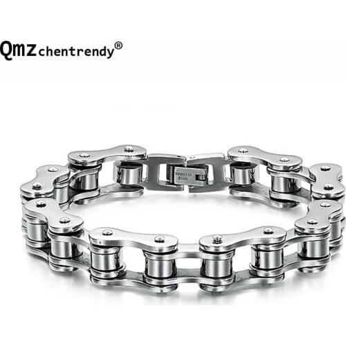 Titanium Steel Men Bicycle Bracelets Punk Heavy Bangles Motorcycle Biker Hand Chains Wristband Pulseras Trendy Jewelry Bangles