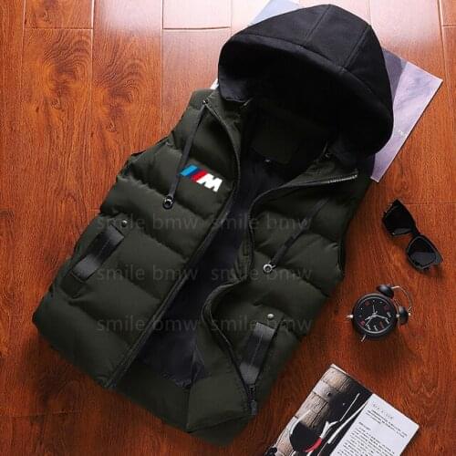 Men Vest New Winter Hooded Sleeveless for bmw Jackets Stylish Mens Vest Plus Size Windproof Warm Waistcoat vest ec