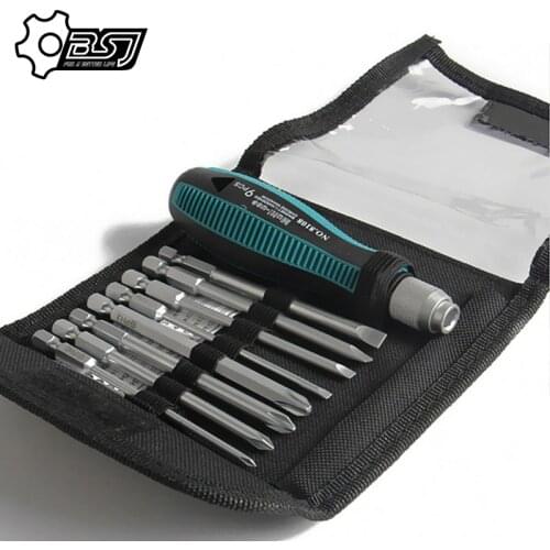 9Pcs Precision Screwdriver Set 1/4"/6.35mm Slotted Bits with Magnetic Multitool Home Appliances Repair Hand Tools Screw Driver