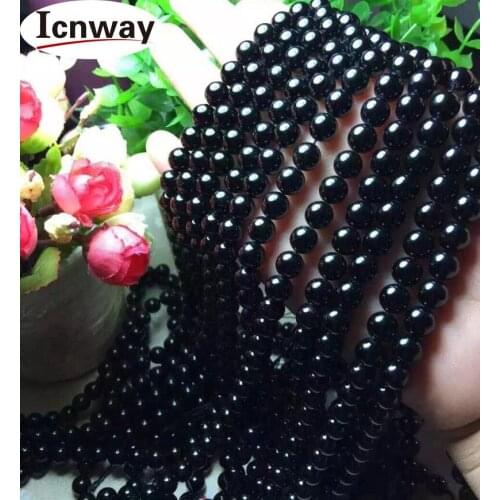 Natural Round Black Tourmaline Beads For Jewelry Making 6-14mm 15inches DIY Jewellery necklace earring bracelet icnway
