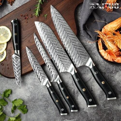 XITUO Damascus Chef Knife VG10 Professional Kitchen Knife Cleaver Cooking Tool Exquisite Plum Rivet G10 Handle With Knives Cover