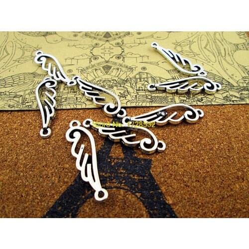 20pcs 24*11mm wing Charms, Antique Tibetan silver hollow wing Charm Pendants