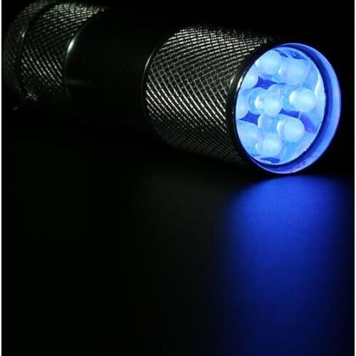 MINI 9 LED Portable Aluminum Ultra Violet UV Blacklight Portable Flashlight Torch Light Lamp Silver Hot