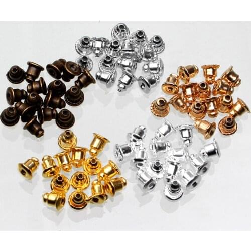 200Pcs 6mm Earrings Back Alloy Earrings Back Fashion High-grade Earplug Jewelry Accessories Fixed Beautiful Womans Earring