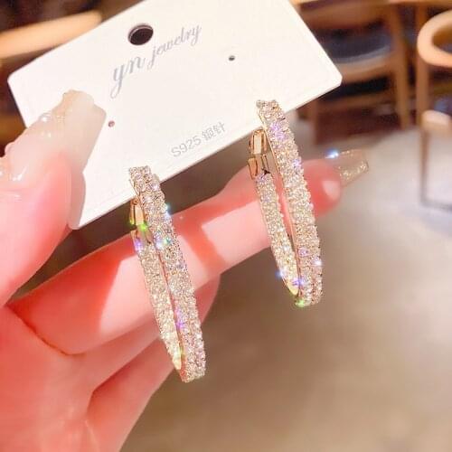 Womens Earrings Gold Rhinestone Earrings For Women Korean Vintage Geometry Metal Earrings 2021 Trendy Fashion Jewelry Gift