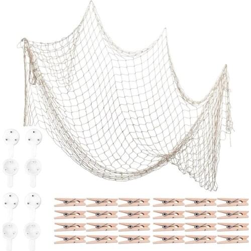 Fish Net for Home Photo Frame Wall Decorative Mediterranean Style for Nautical Party,Baby Shower,Photographing Decor