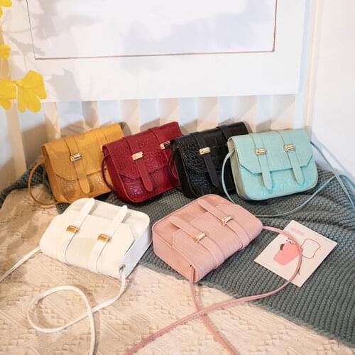 Crocodile Skin Pattern Crossbody Bag Candy Color Phone Bag Mini Square Bag Buckle Messenger Bag Simple Sling Bag Shoulder Bag