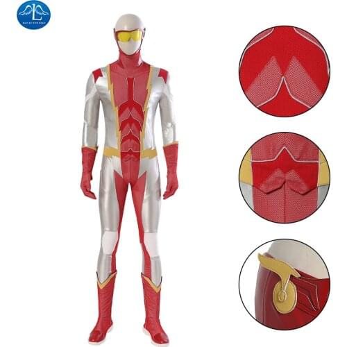 Superhero Flash Cosplay Impulse Costume Halloween Flash Jumpsuit Custom Made Bart Allen Outfit with Boots Black Lightning