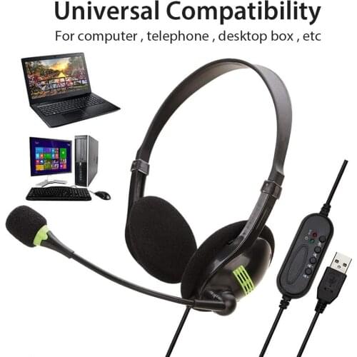 USB Headset With Microphone Noise Cancelling Computer PC Headset Lightweight Wired Headphones For PC /Laptop/Mac/ School/Kids