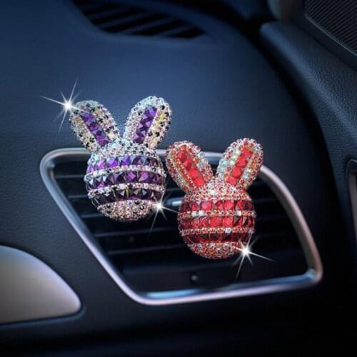 Bling Car Accessories For Girls Interior Decor Flavoring In Car Aroma Diffuser Cute Rabbit Car Fresheners Air Vent Perfume Clip